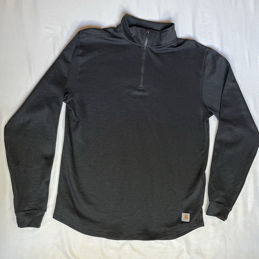 Carhartt Men's M Black 1/4 Zip Mock Neck Pullover Tilden Shirt 102837 Workwear